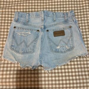 Wrangler Light Wash Distressed Denim Cutoff Shorts